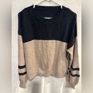 SHEIN Black and Tan Colorblock Sweater